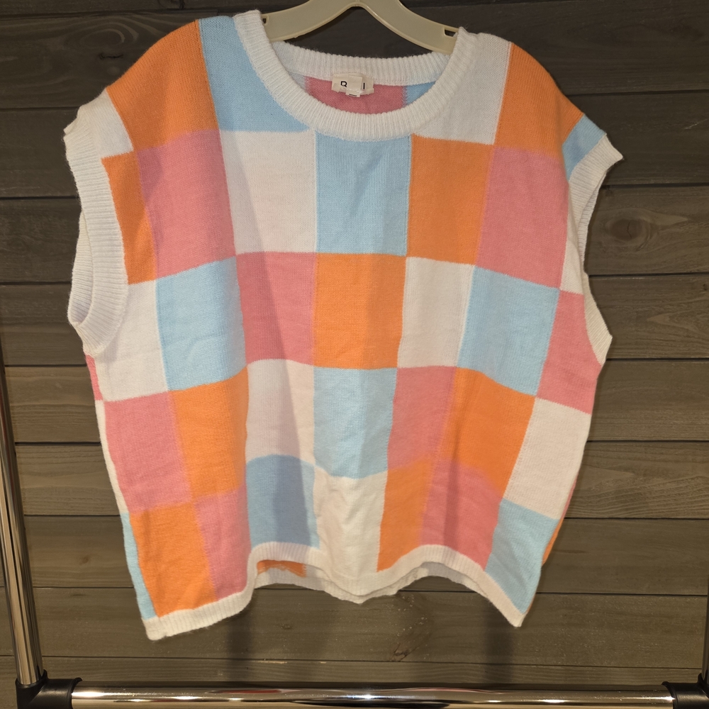 Colorful Checkered Sleeveless Top